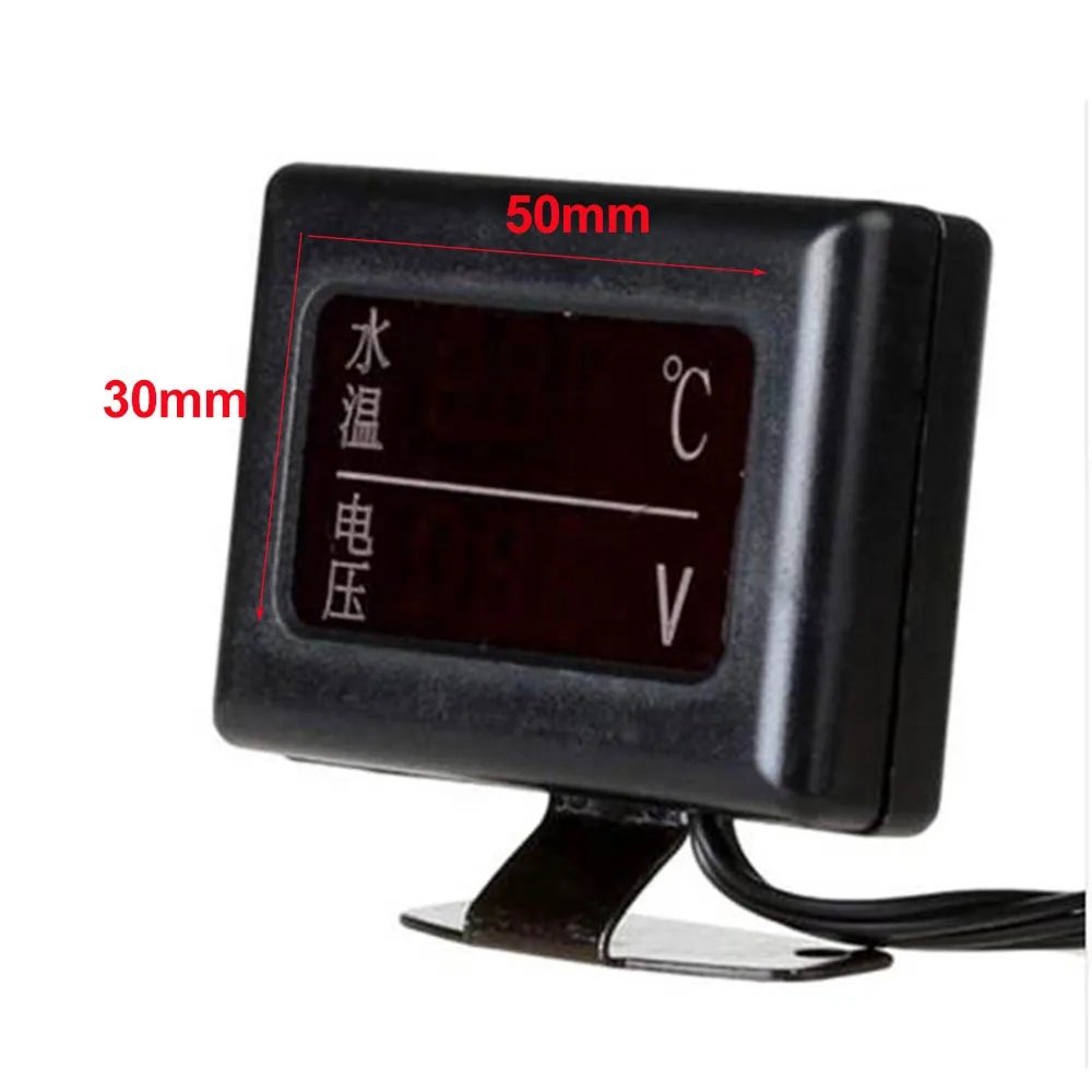 12V/24V 2 in 1 Universal Car Digital Water Temperature Gauge Voltmeter Gauge Digital Current Meter Voltmeter With Sensor Head