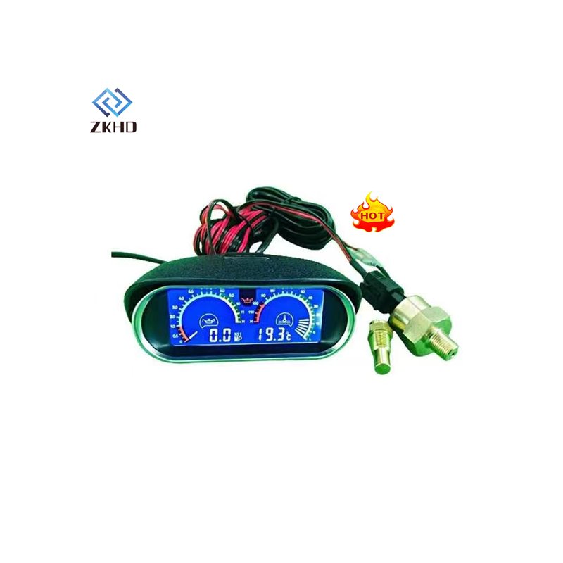 2-in-1 LCD Universal 12v24v Truck Car Oil Pressure Gauge + Water Temperature Gauge Set Meter Sensor 10mm Oil Pressure Indicator