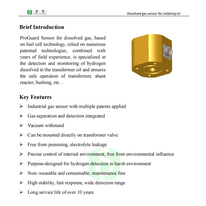 DG6001 Dissolved Gas Sensor For Isolating Oil