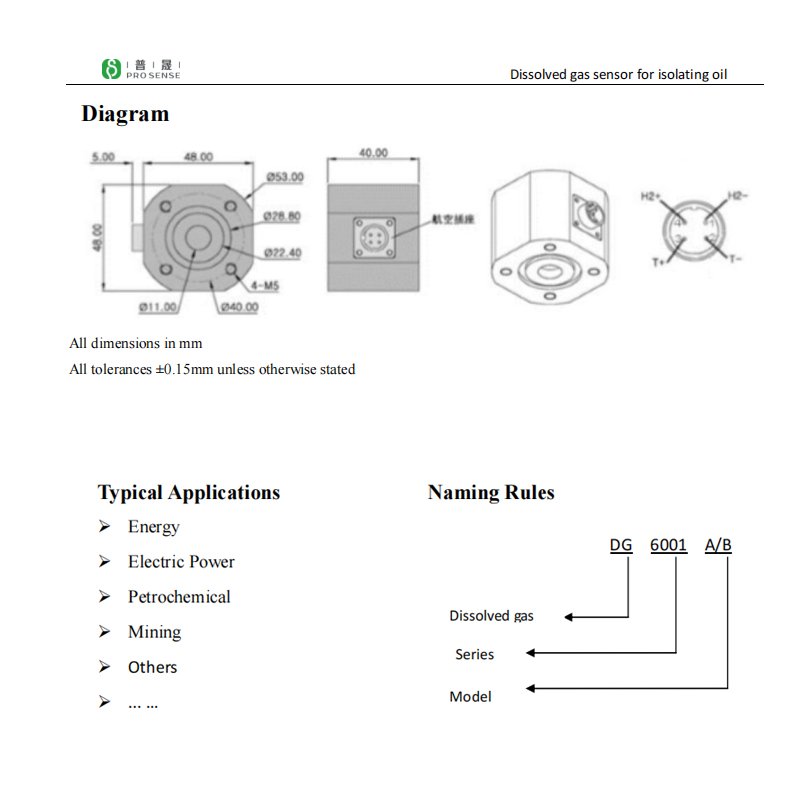 DG6001 Dissolved Gas Sensor For Isolating Oil