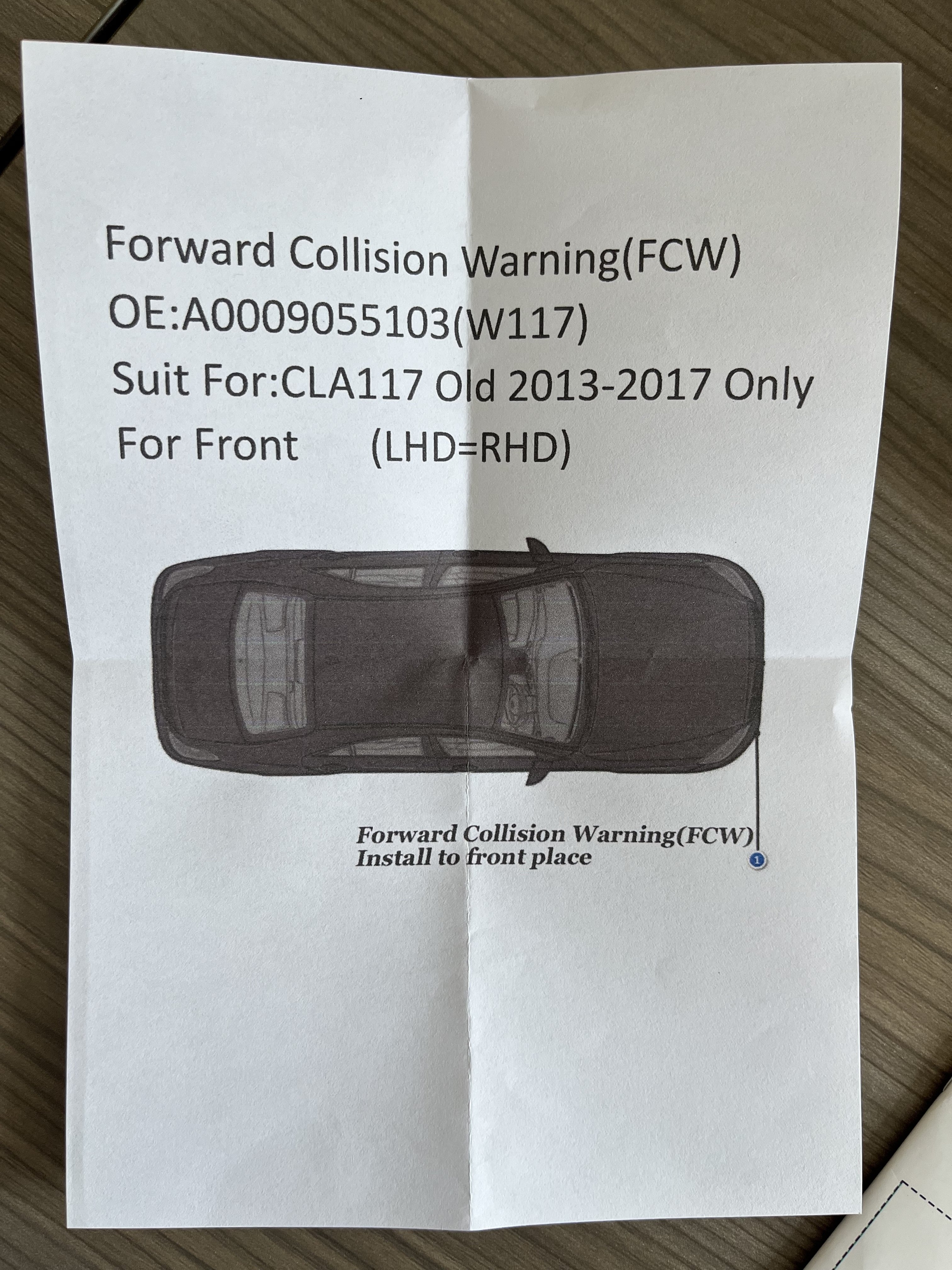 2014-2016 MercedesBenz A176/CLA117 Front Collision Warning Module (FCW) W117 Old Collision Warning Module Auto Sensor