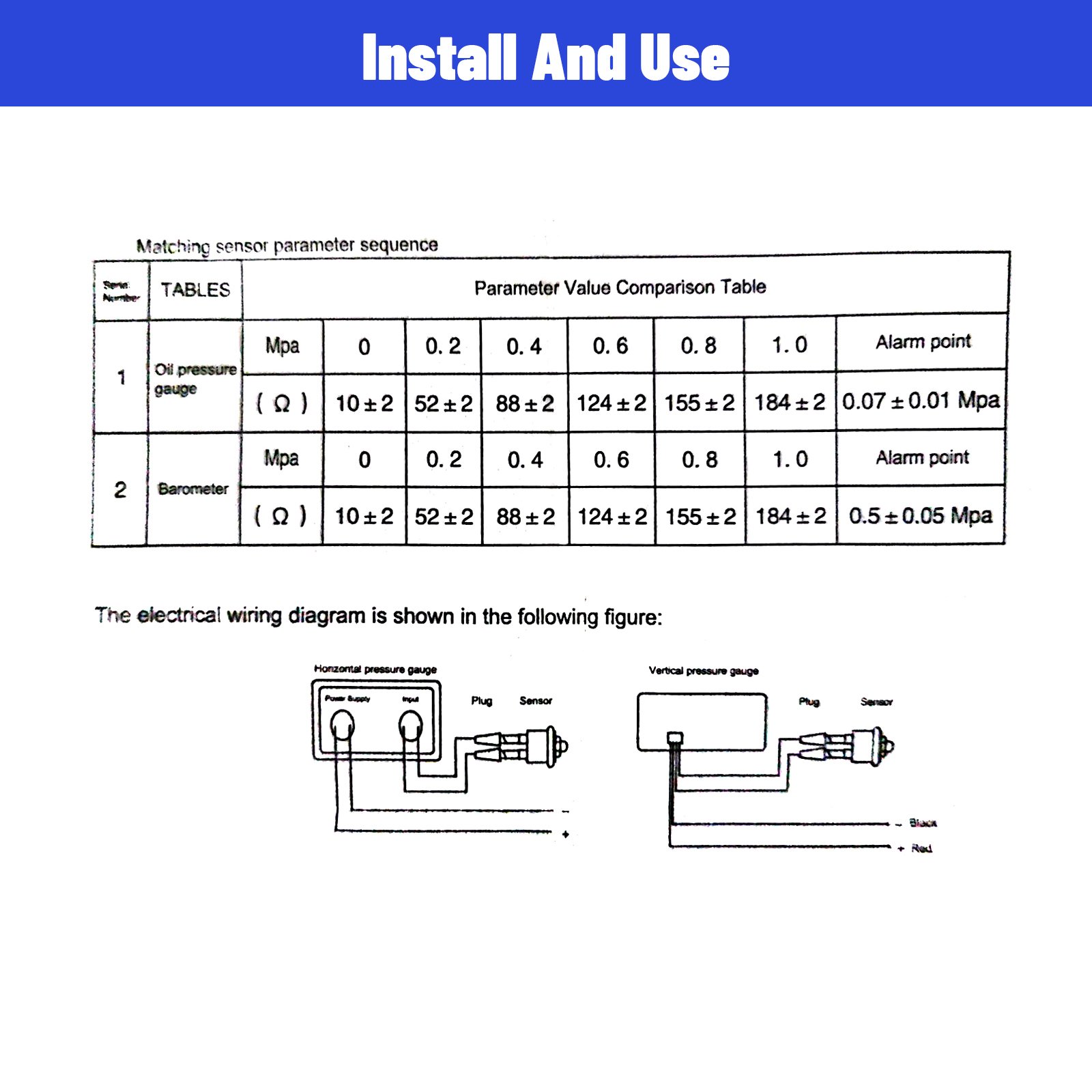 Universal 3 in 1 LCD Digital 9-36V Car Oil Pressure Water Temp Volt Gauge with 1/8 NPT Oil Pressure & Water Temperature Sensor