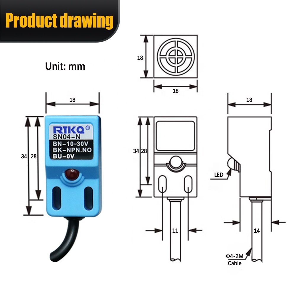 SN04-N Sensor Normally Open DC 6~36V Inductive Sensor NPN Inductive Proximity Sensor