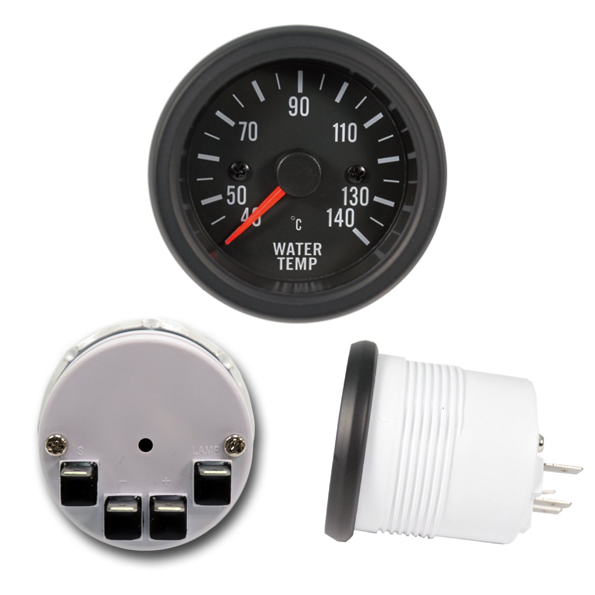 52mm Water Temperature Gauge Universal Truck Car Gauge 40 - 140 C Black Face Black Rim Include Temp Sensor Set