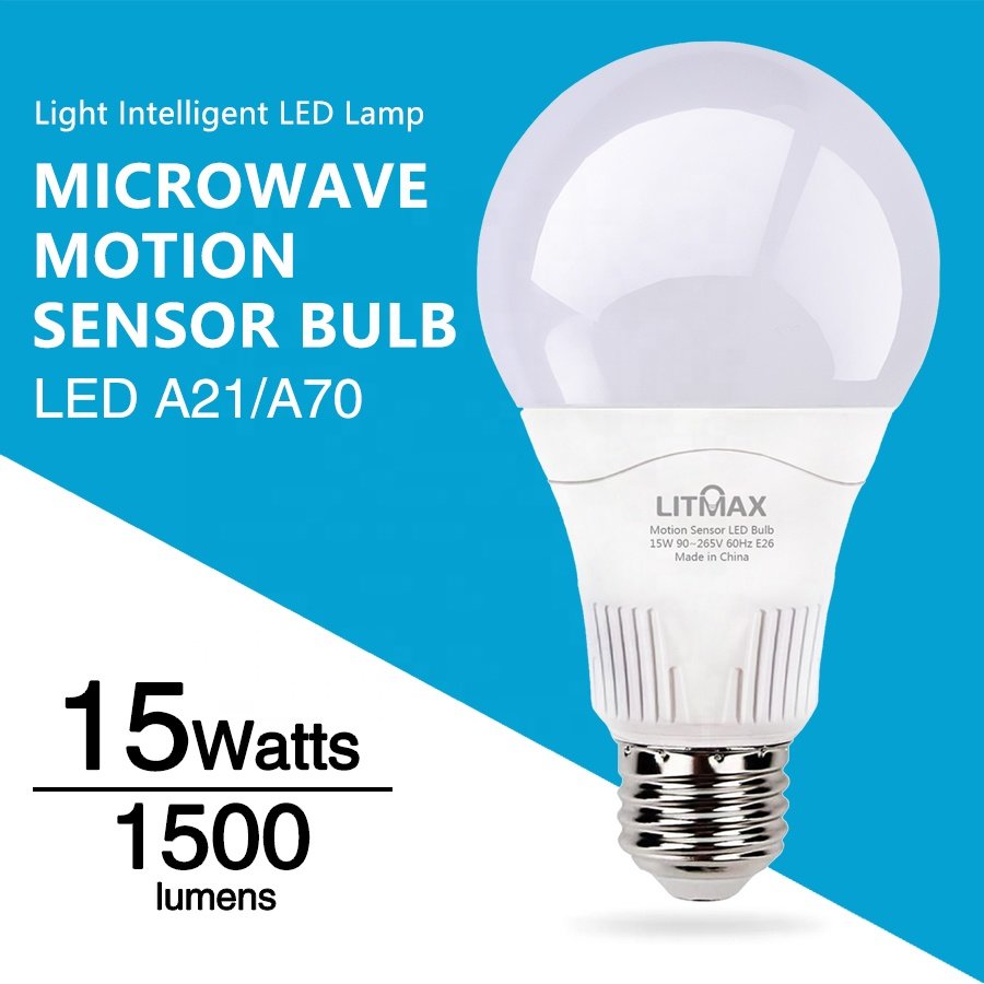 A19 B22 Daylight Radar Motion Sensor LED Light Bulbs Lamp with Motion and Light Sensor for Warehouses Stairwells Hallway Home