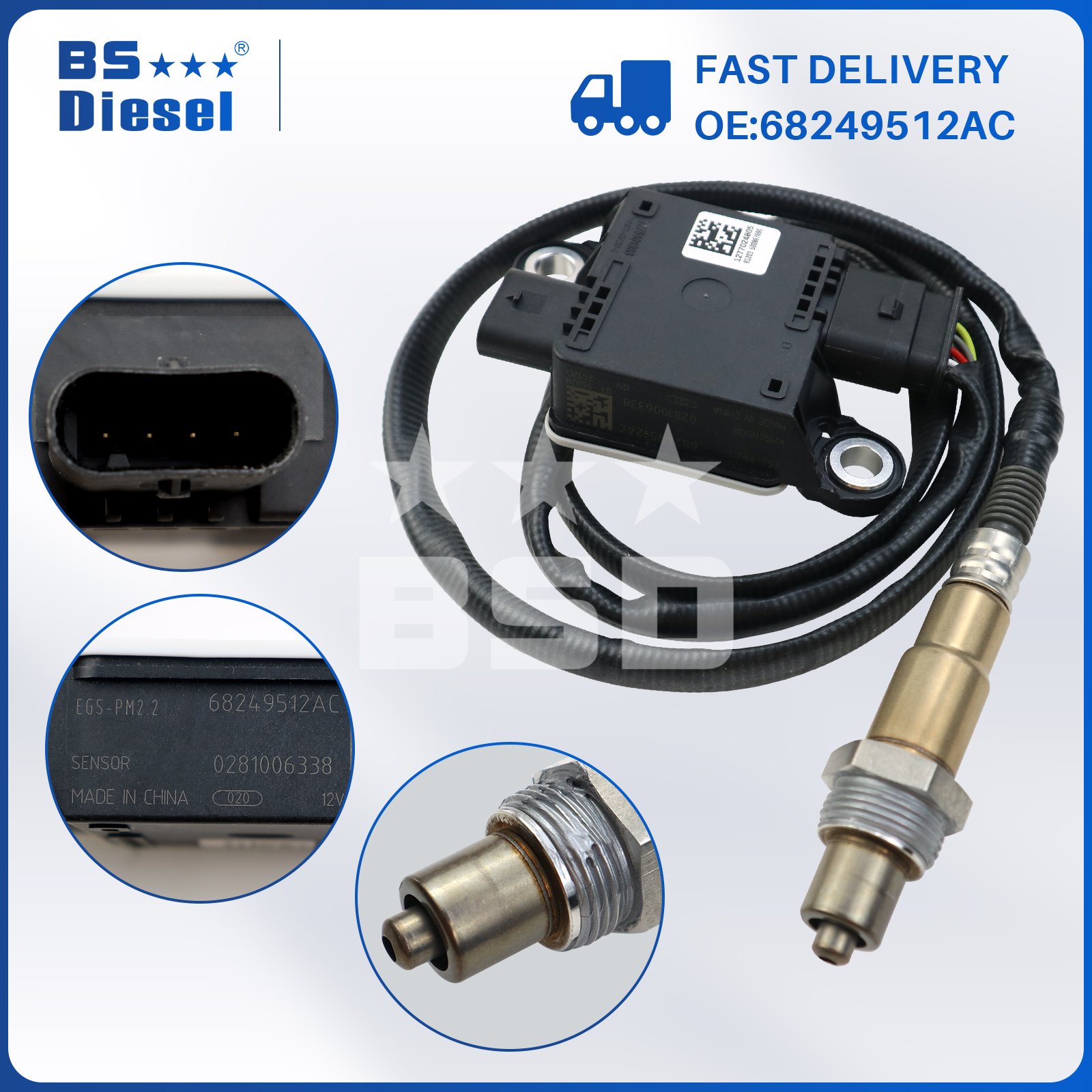 Auto Sensors 0281006338 PM Sensor Particulate Matter Sensor 68249512AC Fits for Dodge Ram 1500 2500 Grand Cherokee 14-20