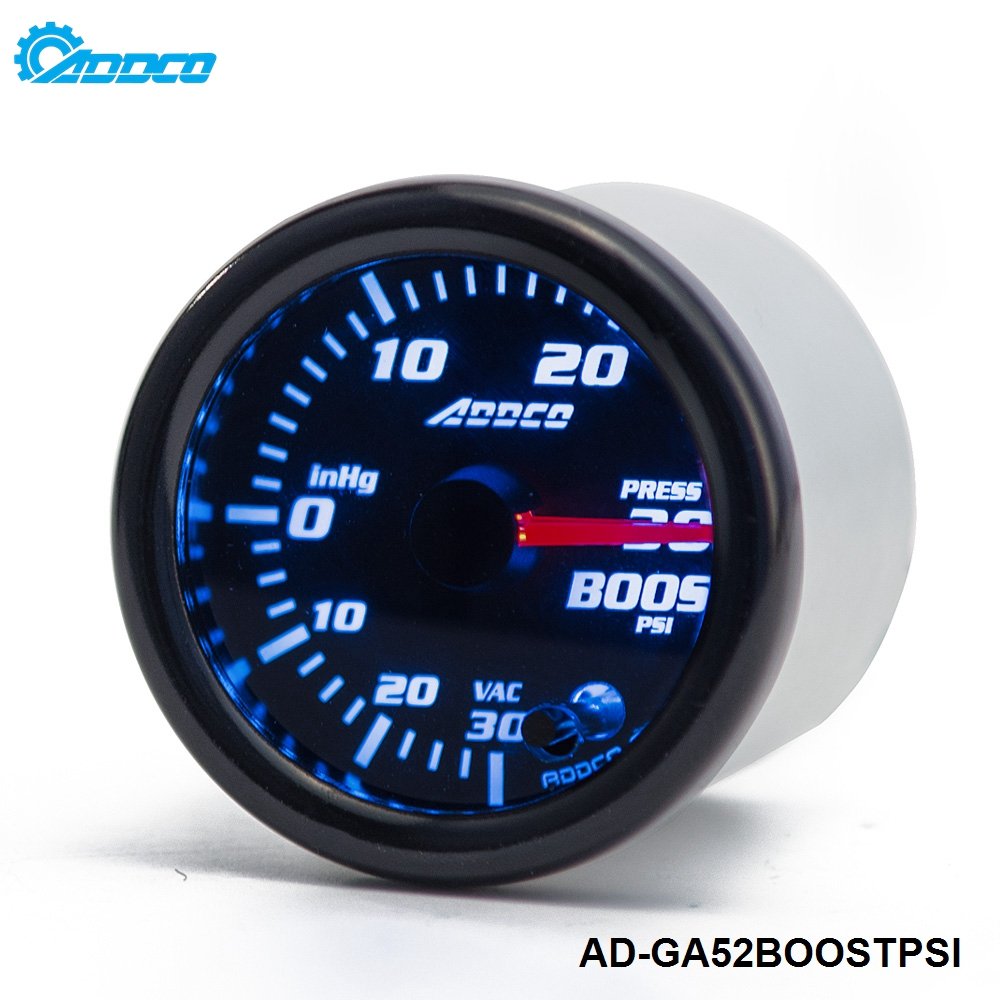 ADDCO Racing Car Turbo Boost Gauge PSI 2" 52mm 7 Color LED Smoke Face Auto Sport Meter AD-GA52BOOSTPSI