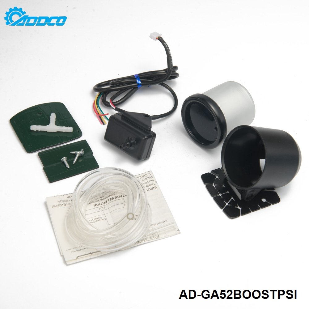 ADDCO Racing Car Turbo Boost Gauge PSI 2" 52mm 7 Color LED Smoke Face Auto Sport Meter AD-GA52BOOSTPSI