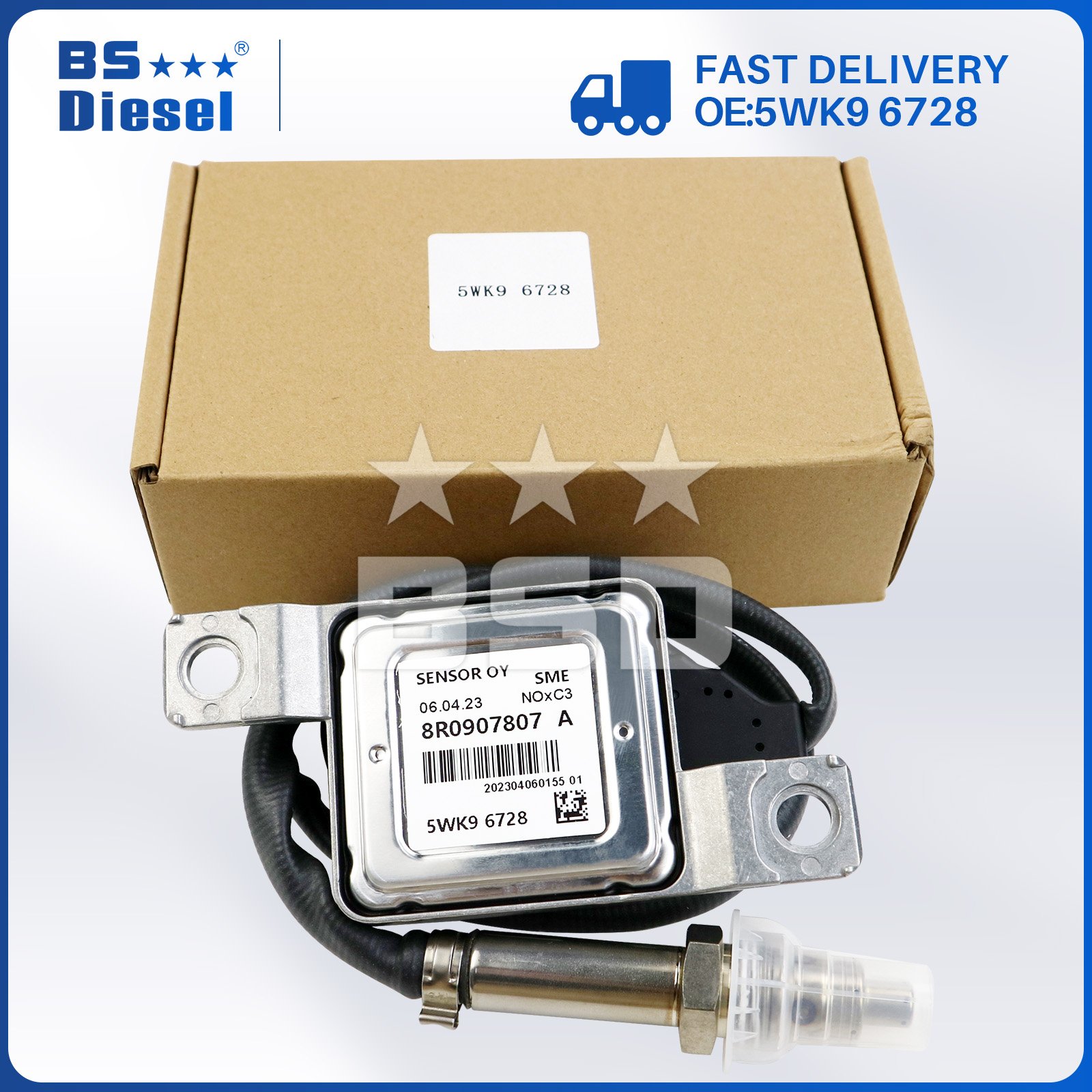 SCR System Auto Sensors Nitrogen Oxide Sensor 5WK9 6728 Nox Sensor 8R0907807A 5WK96728 for Au-di Q5 2.0 TDI A4 3.0 TDI V-W