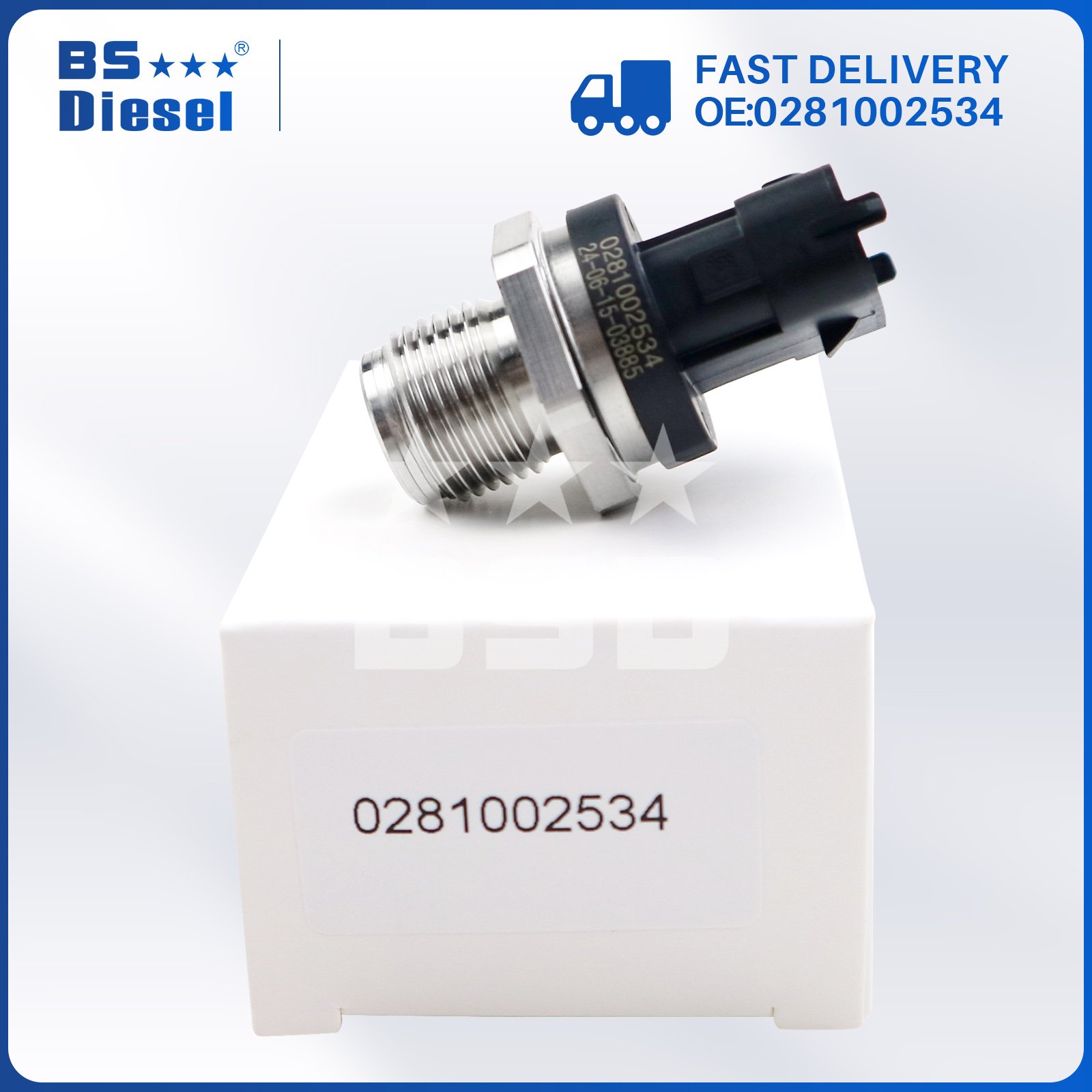 Autoparts Fuel Rail Pressure Sensor 0281002534 for Kodiak Silverado GMC C4500 C5500 Topkick Sierra 2500 3500