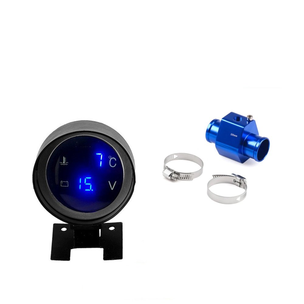 2 IN 1 Water Temperature Gauge Digital Led Voltmeter Water Temp Joint Pipe Sensor Car Truck Motorcycle Car Temperature Sensor