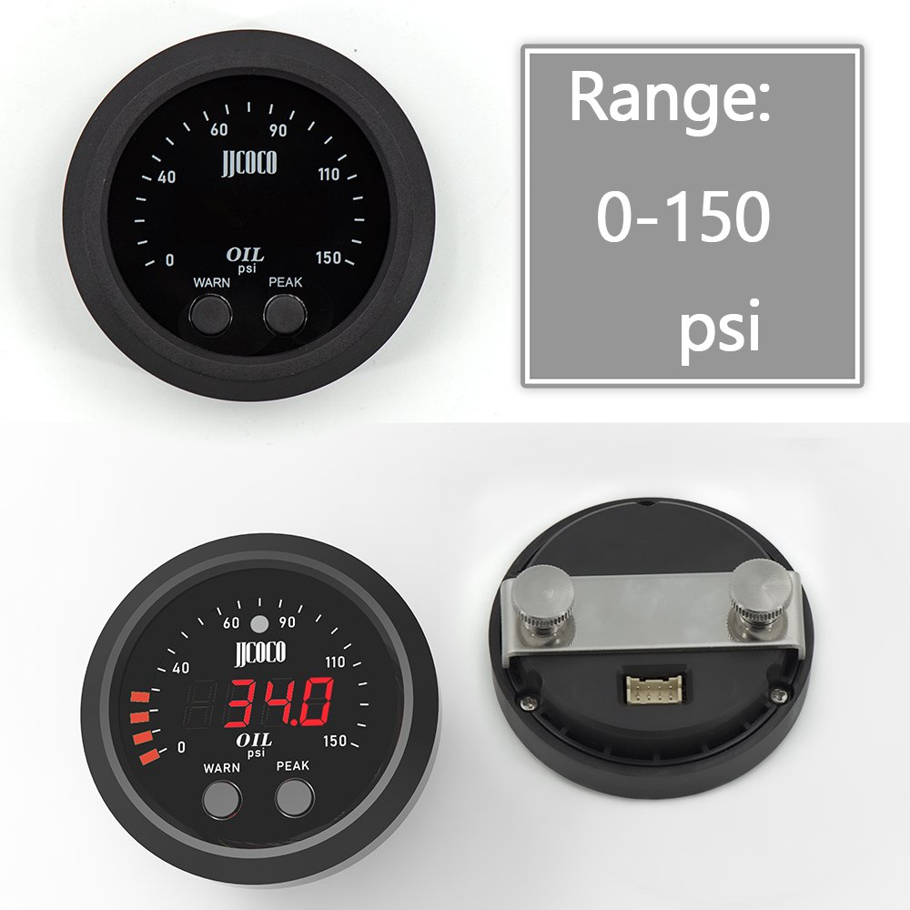 Universal Elctronic Oil Pressure Gauge with 1/8 NPT Sensor Oil Pressure Red Display Digital 0-150psi