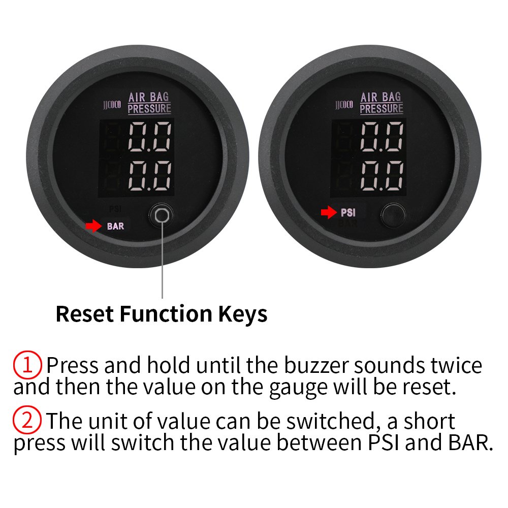 52MM air Pressure Gauge with Two Sensor 1.6MPA(232PSI) WHITE