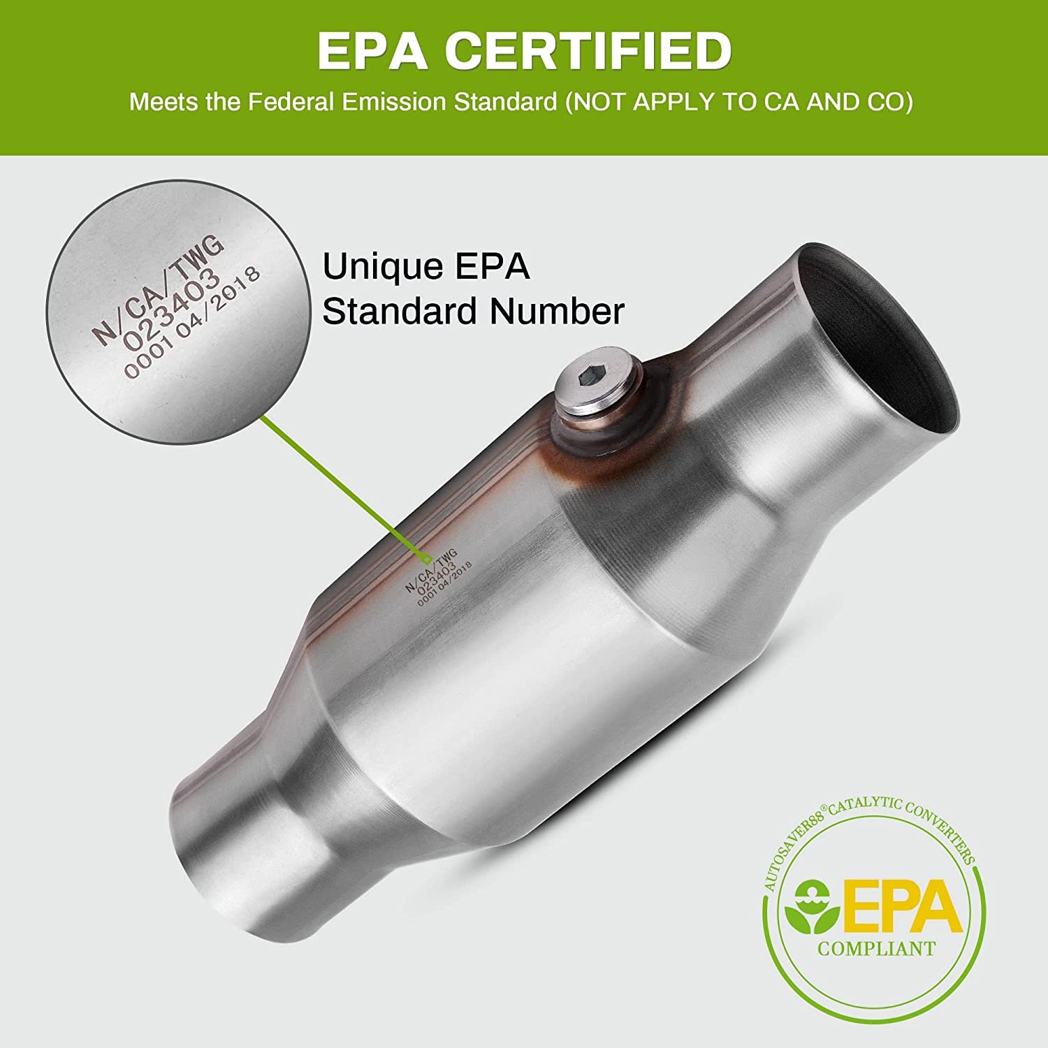 JIAX Auto Catalytic 2.5 Inch High Flow Front Catalytic Converter Universal Catalytic Fit with O2 Port (EPA Compliant)