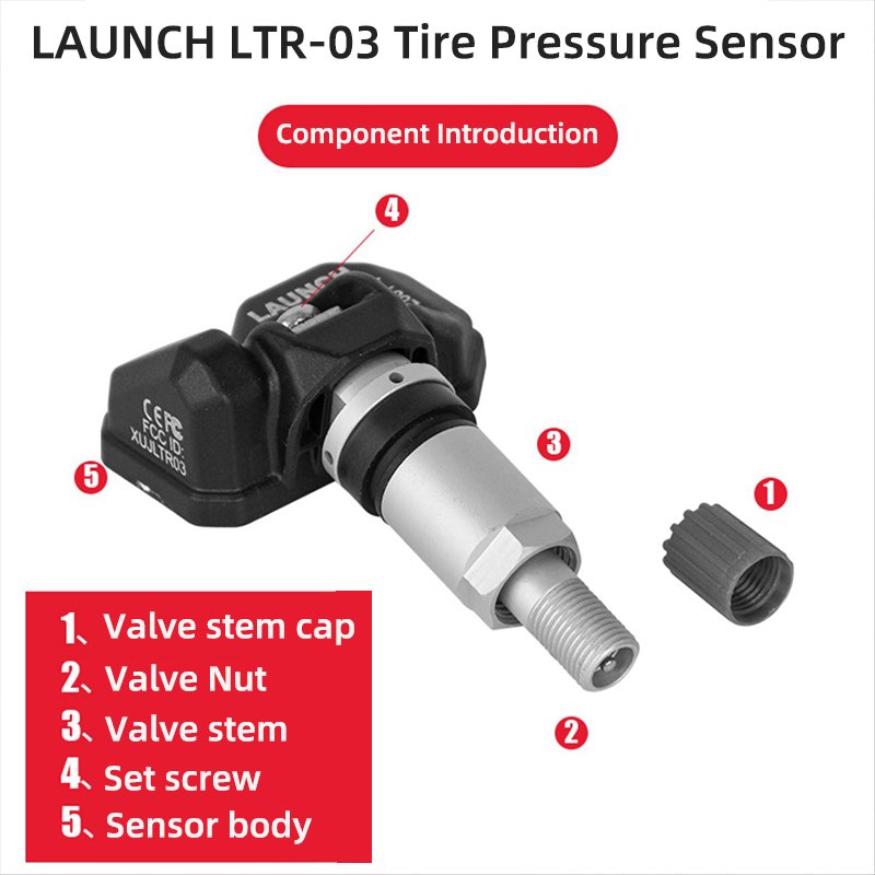 LAUNCH LTR-03 RF Sensor 315MHz Or 433MHz TPMS Sensor Tool Metal Or Rubber Auto Tire Pressure Sensor LAUNCH LTR03