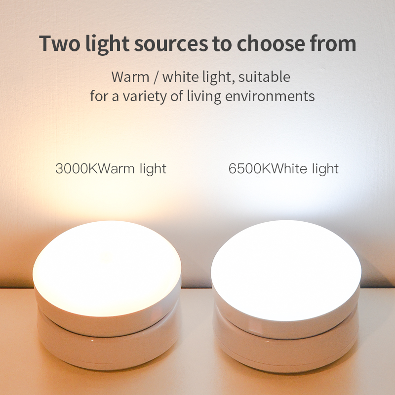 Wireless Round Motion LED Night Light USB Charging Cabinet Night Lamp Bedside Table for Bedroom Home Closet Sensor Lights