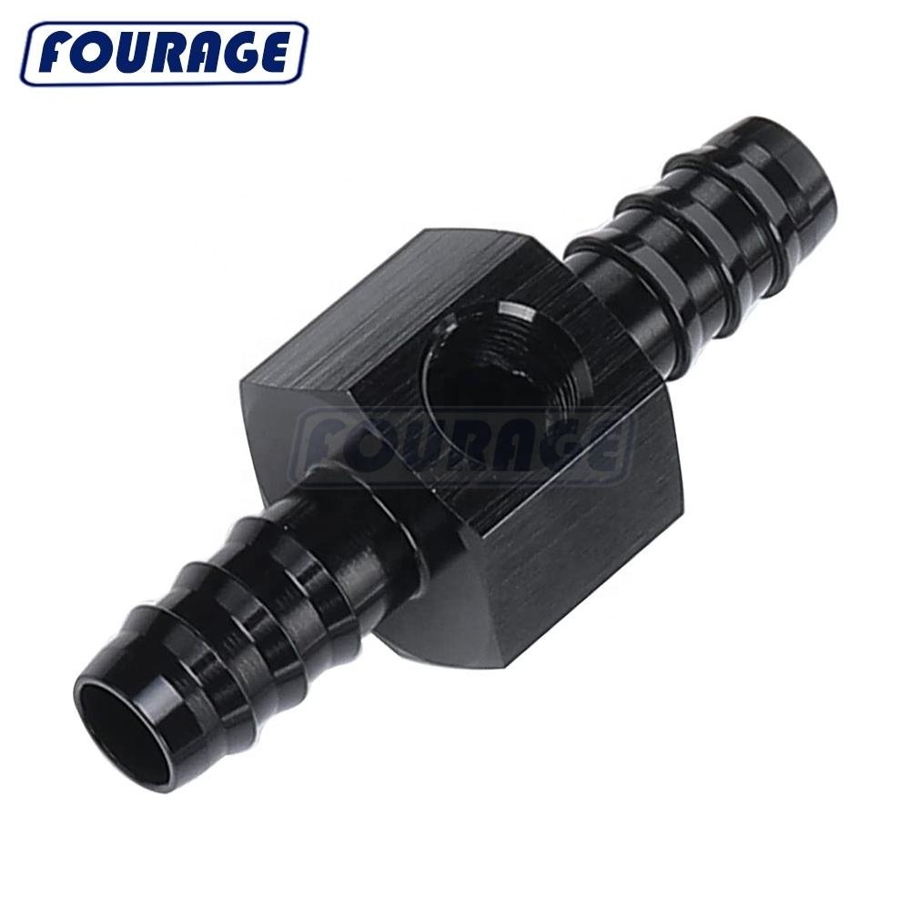 Aluminum Fuel Pressure Take Off Adaptor 5/16" Barb to Barb with 1/8" NPT Sensor Gauge/Gage Port Hose Fitting Adapter