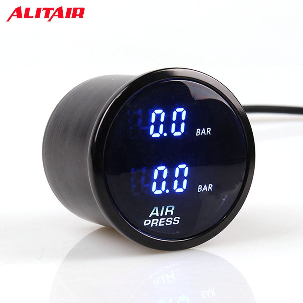 52mm Red Dual Display Electronic Sensor Digital Air Pressure Gauge for Tuning Vehicle Car Truck Automobile