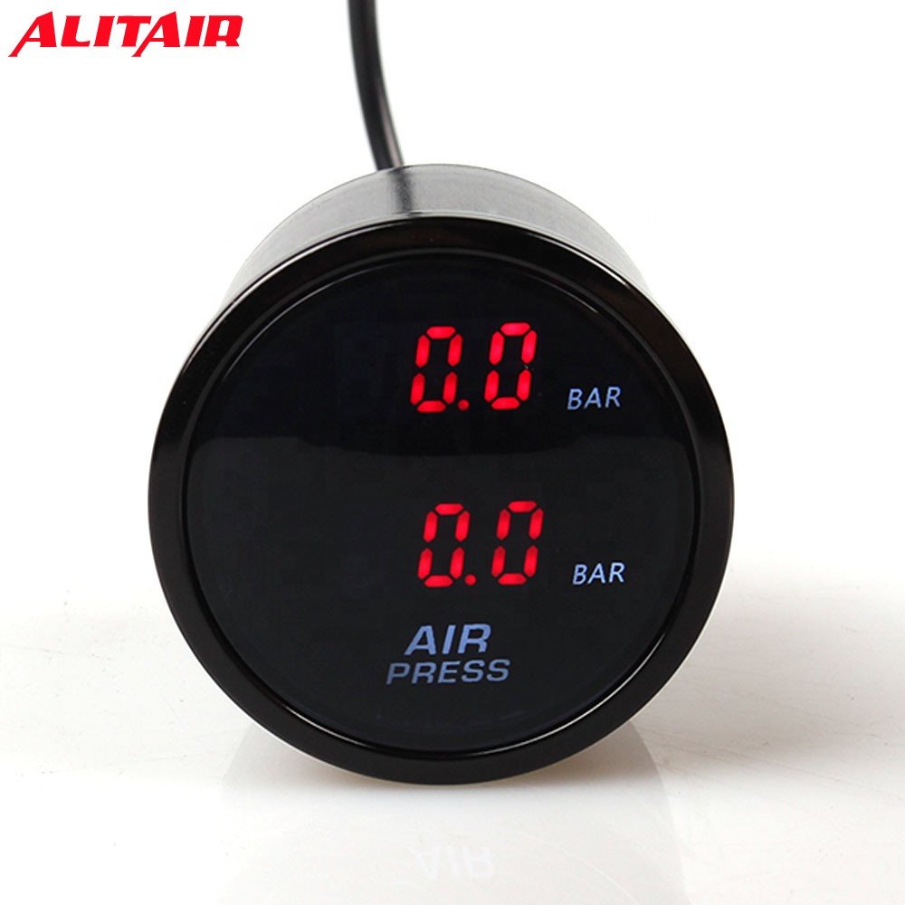 52mm Red Dual Display Electronic Sensor Digital Air Pressure Gauge for Tuning Vehicle Car Truck Automobile