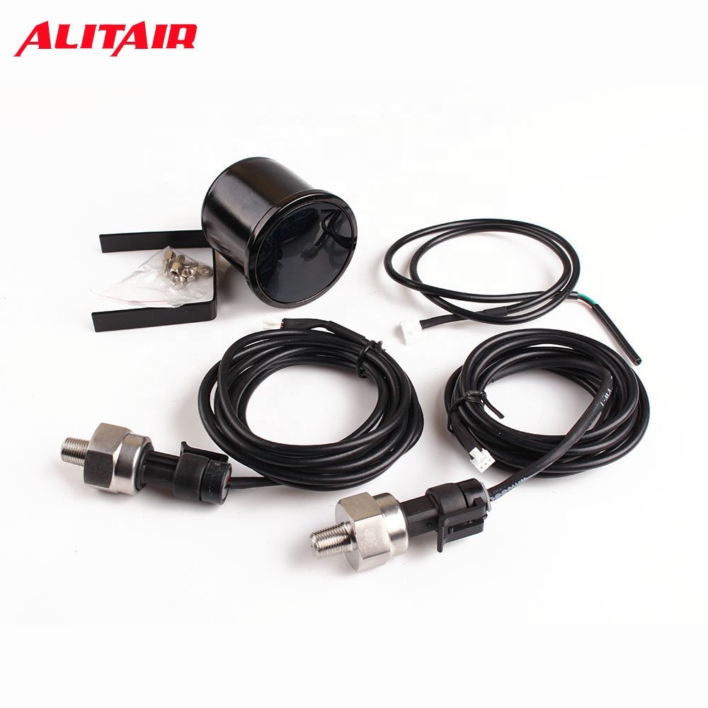 52mm Red Dual Display Electronic Sensor Digital Air Pressure Gauge for Tuning Vehicle Car Truck Automobile