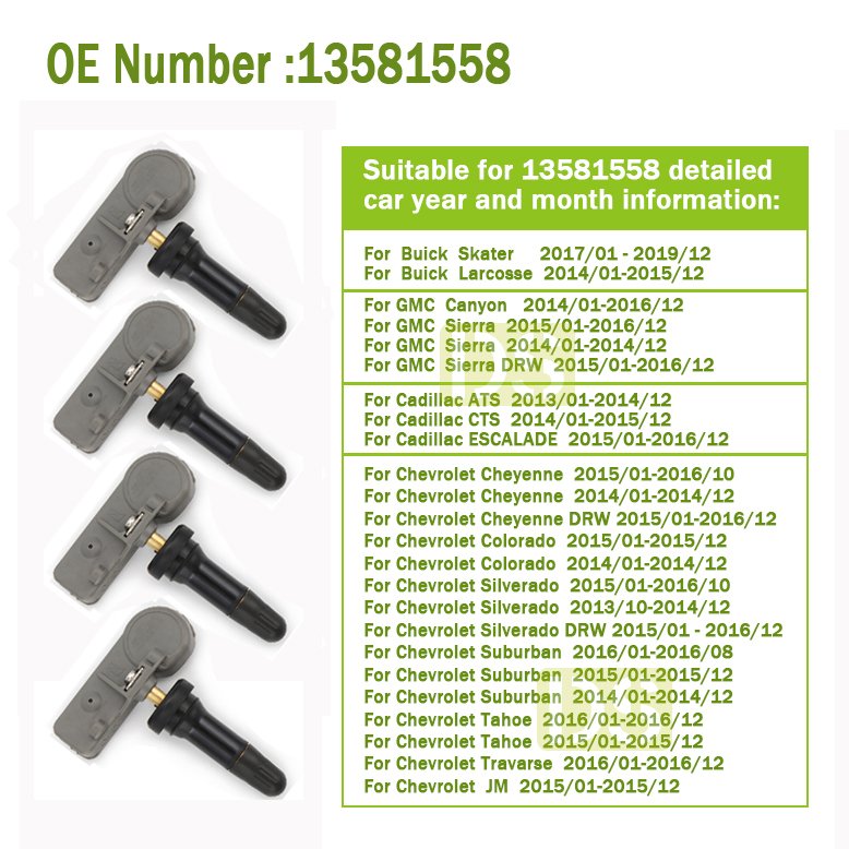 Factory Outlet Auto 315mhz Internal Tire Pressure Sensor Oem 13581558 Tpms for Car
