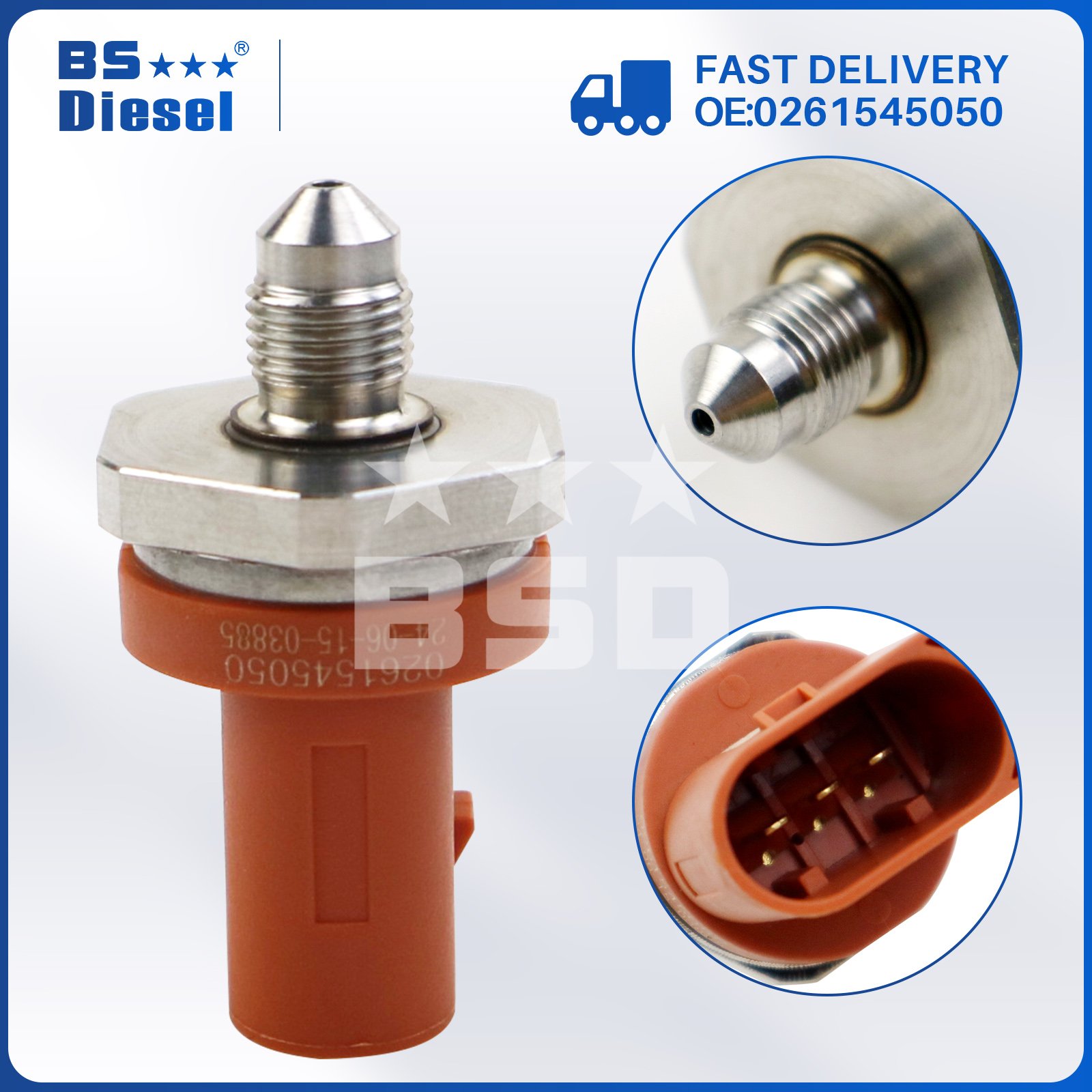 Machinery Engine Parts Auto Sensors Common Rail Pressure Sensor 0261545050 for Audi A3 A4 A5 Seat VW Jetta Passat