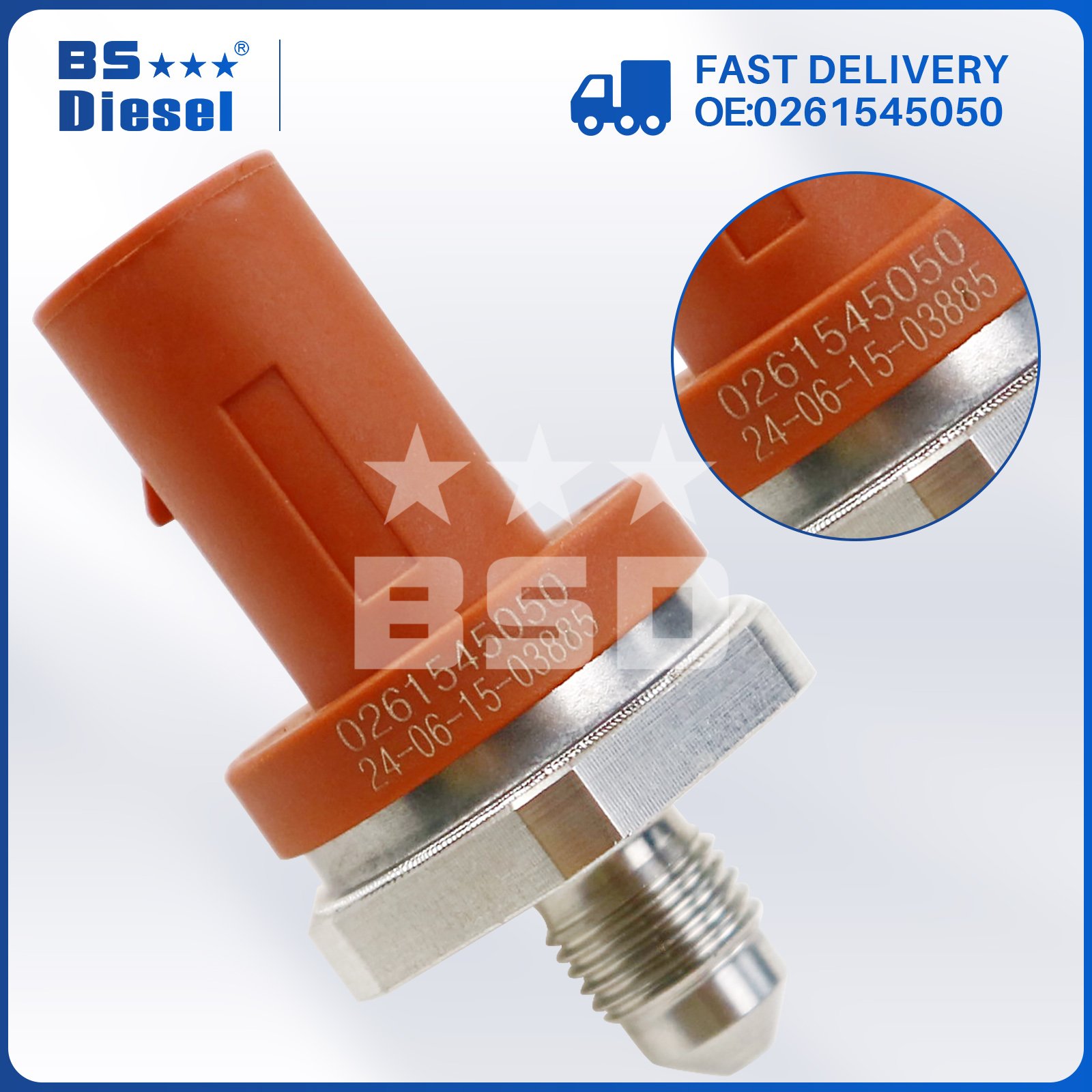 Machinery Engine Parts Auto Sensors Common Rail Pressure Sensor 0261545050 for Audi A3 A4 A5 Seat VW Jetta Passat