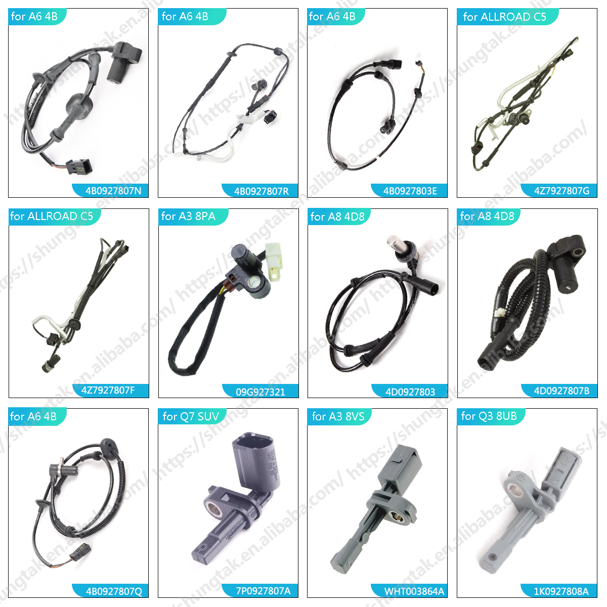 ShungTak Wholesale Car Auto Parts ABS Wheel Speed Sensor ABS DSC Sensor Wheel Speed Indicators for Audi A6 C5 4B0927803C