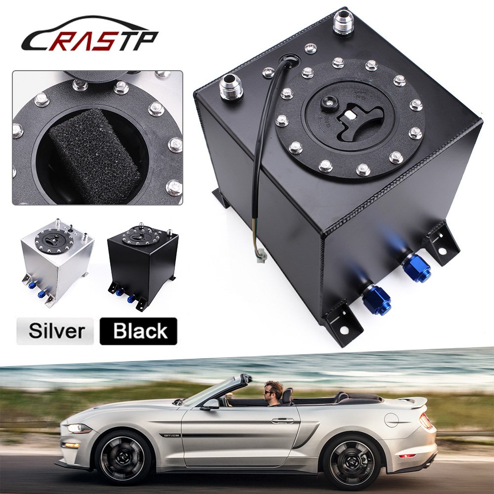 10L 2.5 Gallon Aluminum Universal Race Drift Square Auxiliary Fuel Cell Tank Reservoir Oil Catch Can Fuel Surge Tank With Sender