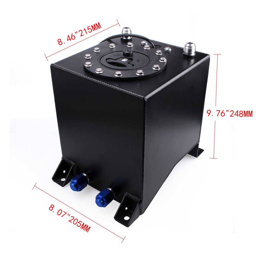 10L 2.5 Gallon Aluminum Universal Race Drift Square Auxiliary Fuel Cell Tank Reservoir Oil Catch Can Fuel Surge Tank With Sender