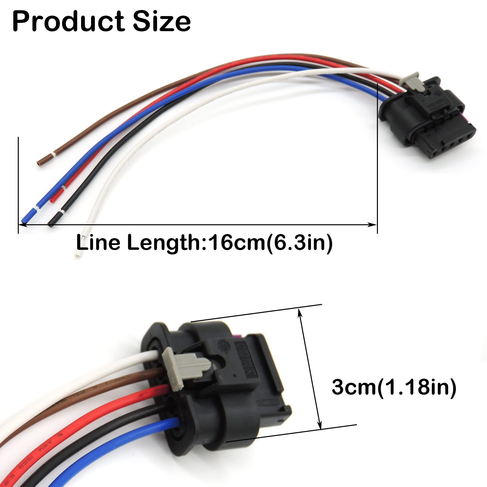 4F0973705 Mass Air Flow MAF Sensor Connector - 5 Pin 5 Wires Compatible for BMW VW Audi Connector Pigtail 4F0973705