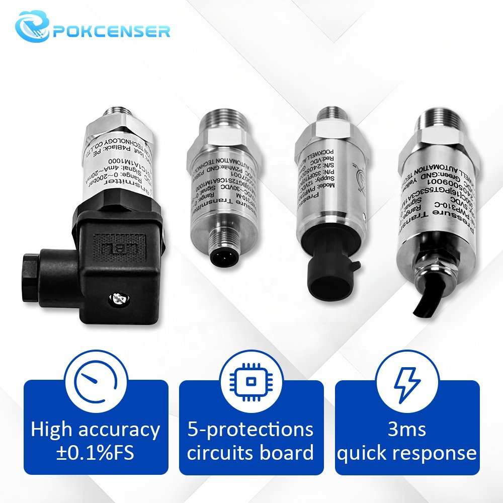 Pokcenser Smart Pressure Transducer 420ma RS485 Air Oil Liquid Water Pressure Sensor Transmitter