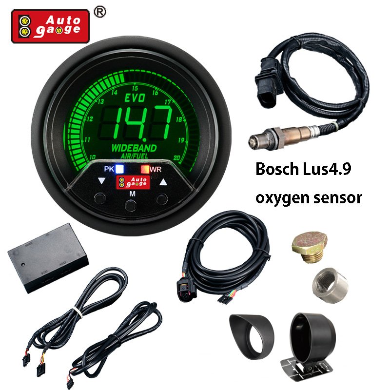 Hot Selling 60mm EVO Wideband Gauge With LED Display LCD New Used Condition 12V Voltage for Honda Hyundai Trucks