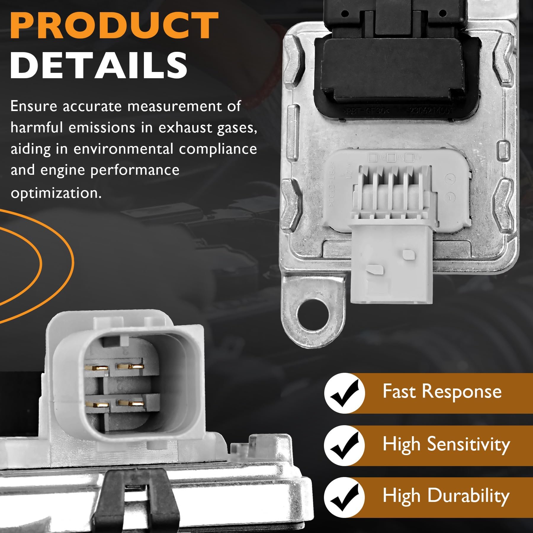 4326873 NOx Sensor Inlet 5WK96742B Nitrogen Oxide Sensor Compatible for 2013-2018 Dodge Ram 2500 3500 4500 5500