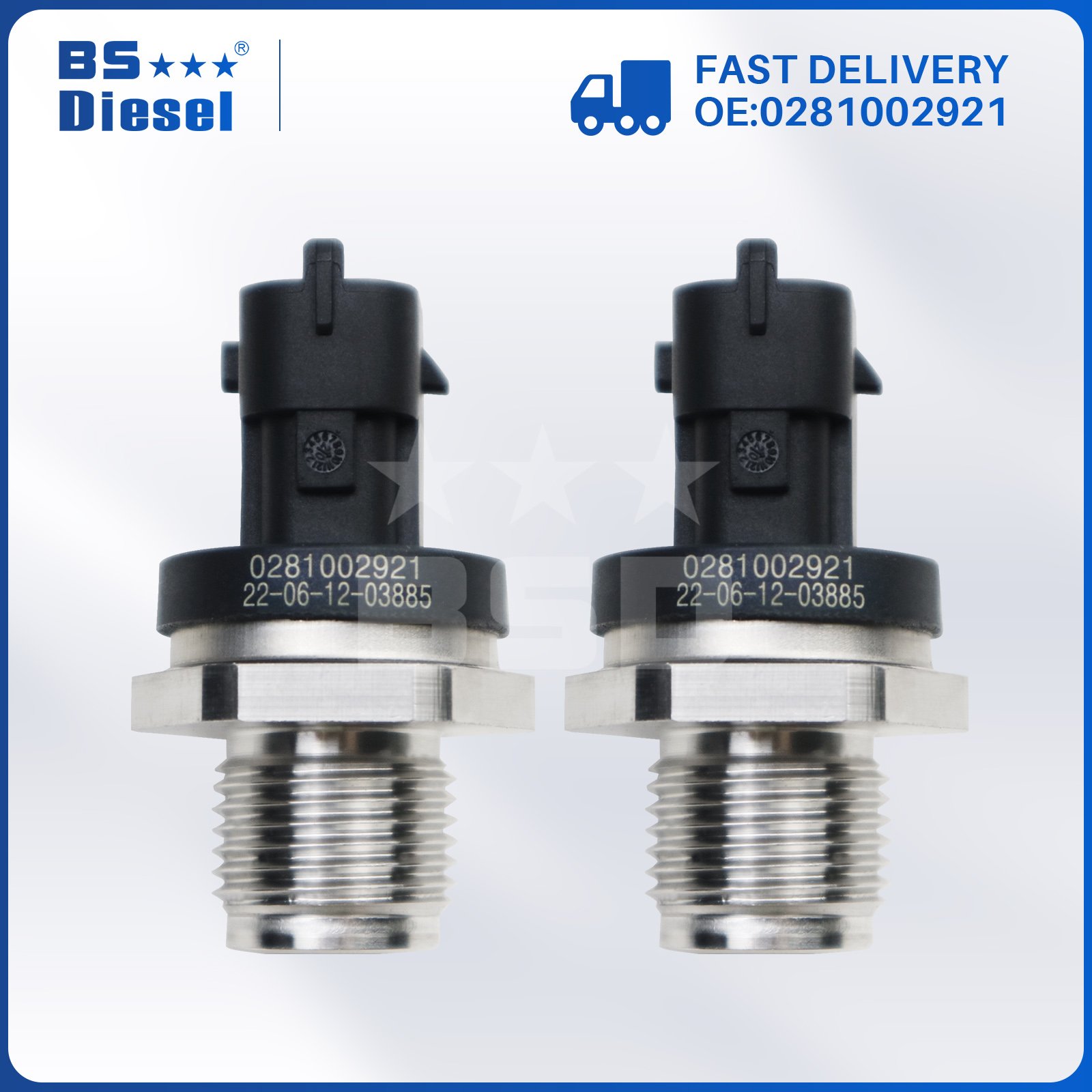Automotive Parts Auto Sensors Fuel Rail Pressure Sensor 0281002921 for Fiat Iveco Honda Nissan Opel Renault