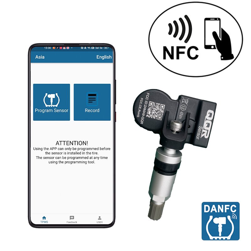 NFC Universal Tpms Sensor Program by Phone Car Tires Tpms Digital Pressure Monitoring 315&433mhz 2 in 1 Pressure TPMS Sensor