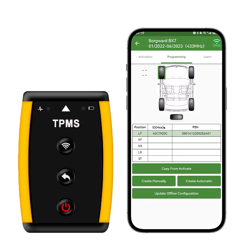 QQr DAM100 Bluetooth TPMS Tool Auto Sensor Programmer to Activate Read and Relearn Programs for S1 Vehicle
