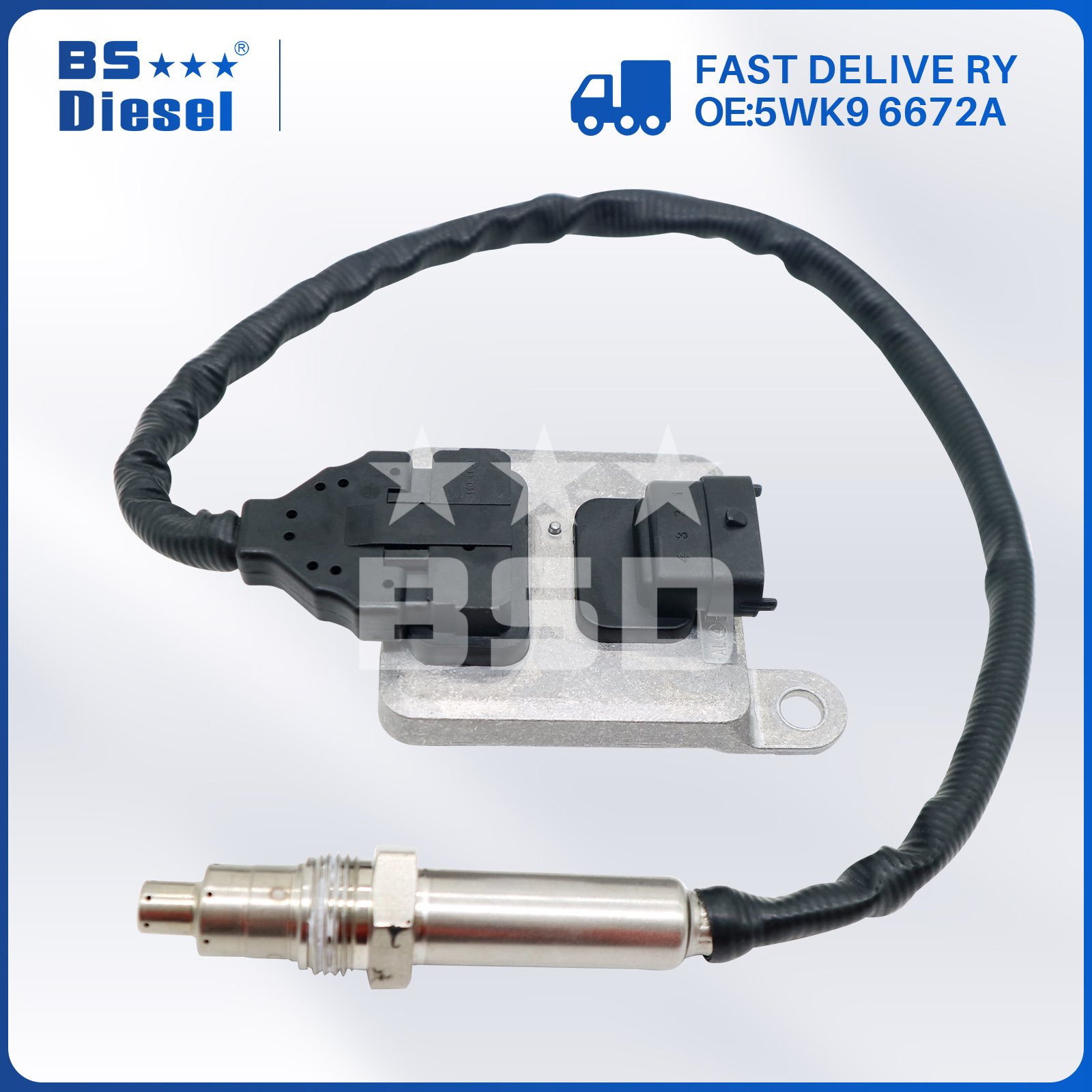 Car Spare Parts Nox Sensor 5WK9 6672A 2871974 2894943RX Nitrogen Oxygen Sensor 5WK96672A for Cummins 12V 1095mm