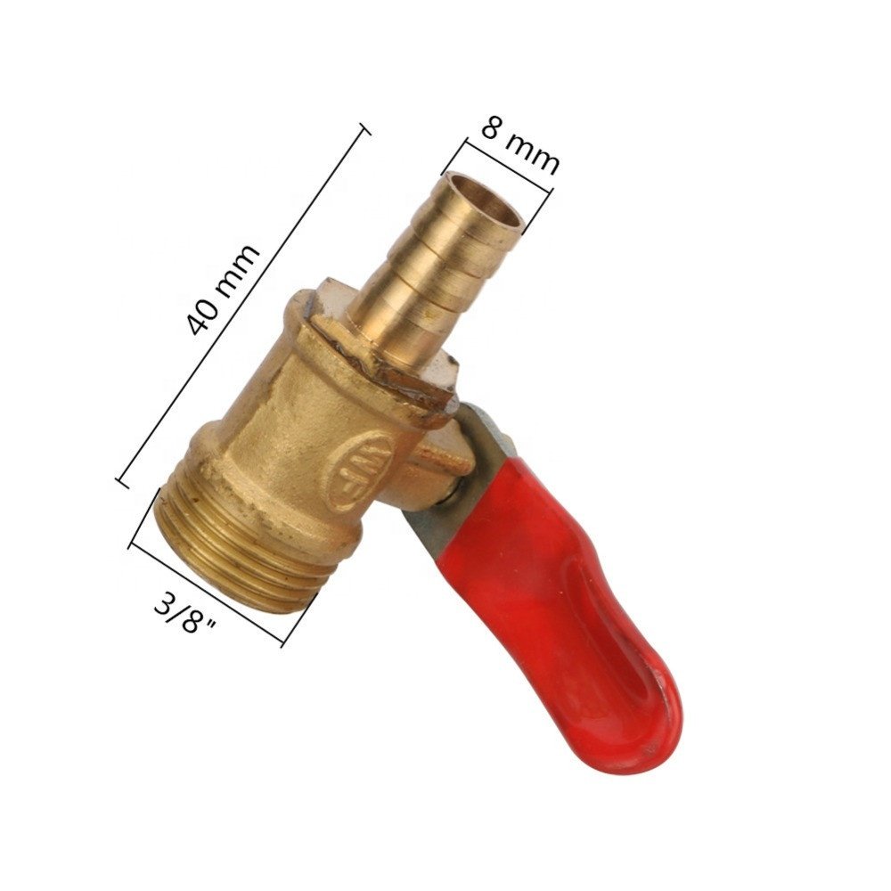 Brass Barbed 3/8" Male Thread to 8mm Hose Pipe Connector Joint Oil Gas Pipe Fittings Ball Valve
