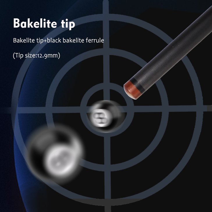 Professional Carbon Fiber Snooker & Pool Cue - 12.9mm Leather Tip with Low Deflection Shaft (OK HEALING)
