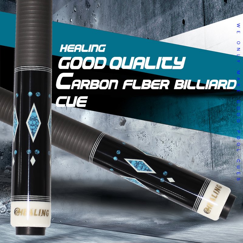 Professional Carbon Fiber Snooker & Pool Cue - 12.9mm Leather Tip with Low Deflection Shaft (OK HEALING)