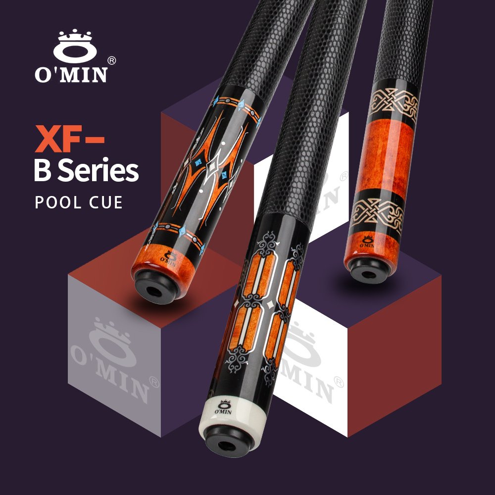 OMIN XF-B1-3 Billiard Pool Cue 12.8mm Tip Carbon Tube 55cm Leather Grip Adjustable Weigh Bolt Billiard Cue Stick
