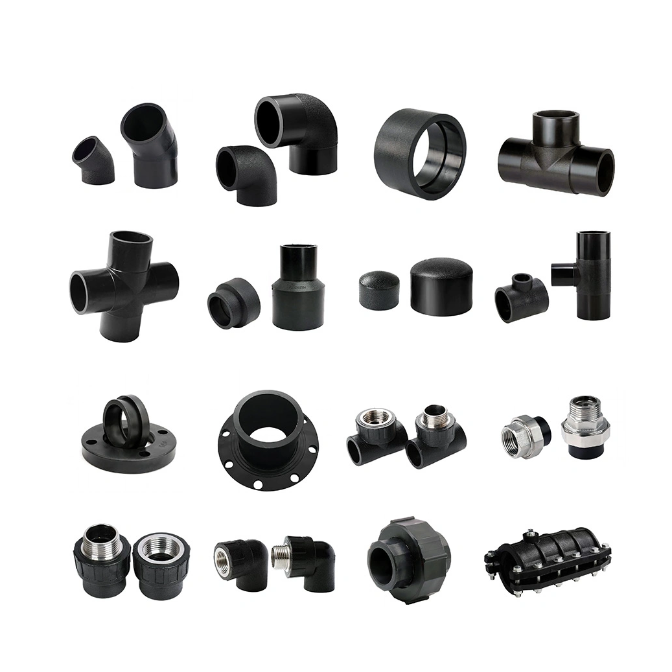 Hot Melt HDPE Pipe Fittings Elbow Tee End Cap Reducing Tee Reducer
