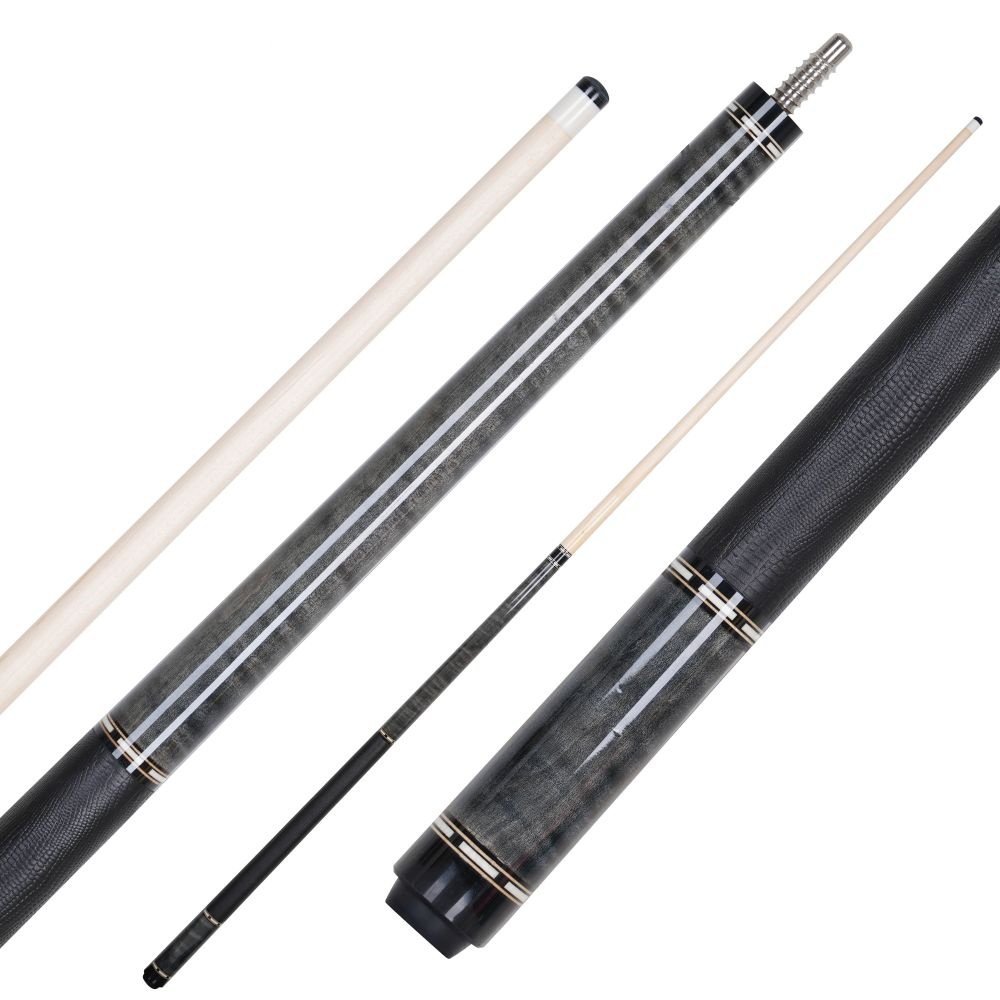 Xmlinco Handmade Billiard Sticker Pool Cue Lizard Leather Warp Curly Wood 12.5mm Tip Size Hard Maple Shaft 58 Inches
