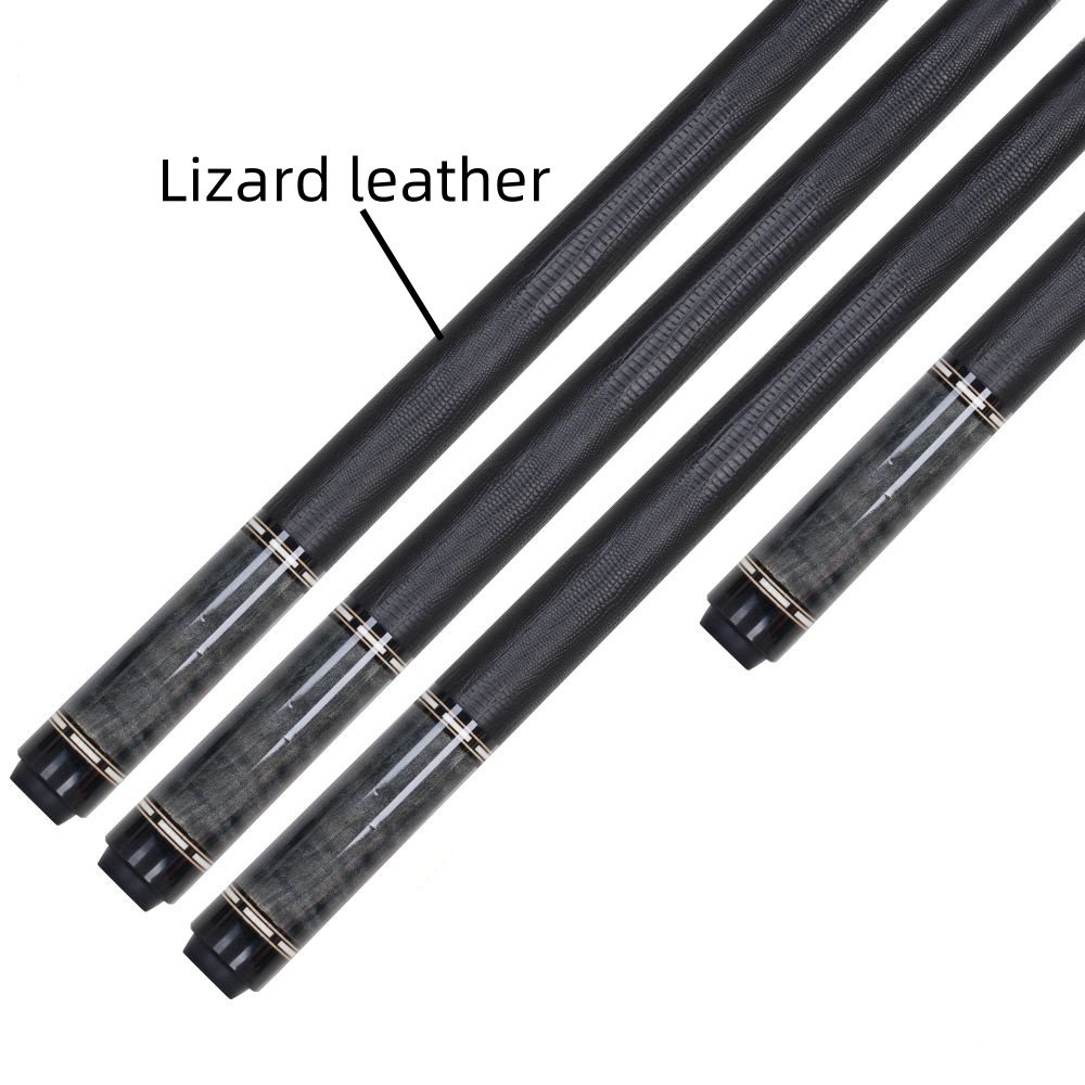 Xmlinco Handmade Billiard Sticker Pool Cue Lizard Leather Warp Curly Wood 12.5mm Tip Size Hard Maple Shaft 58 Inches