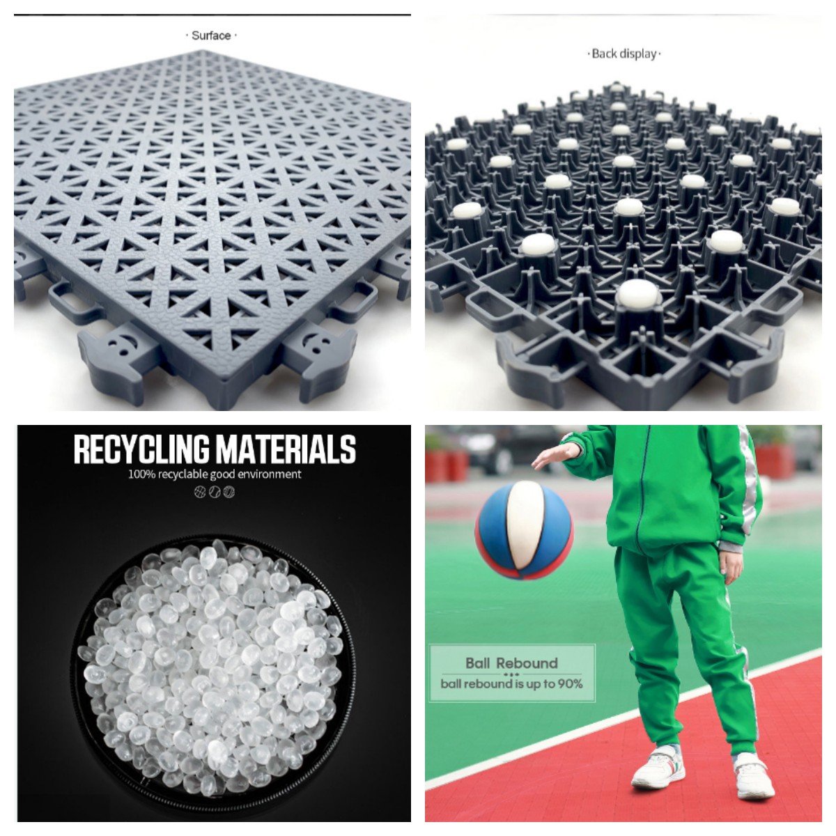 Wholesale PP Pickleball Court Flooring Tiles Portable Indoor Outdoor Plastic Interlock Floor Mat for Sport Club 30*60 Feet