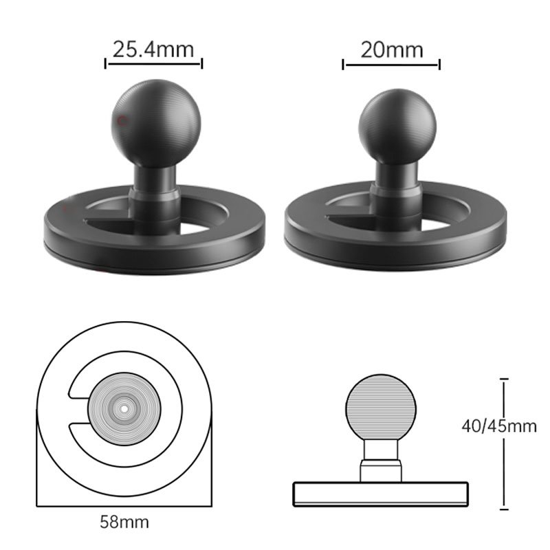 Stronger Magnet 20mm 1 Inch Aluminum Ball Magnetic Phone Mount Holder for Cars Trucks Off-Road Dash Mounting System