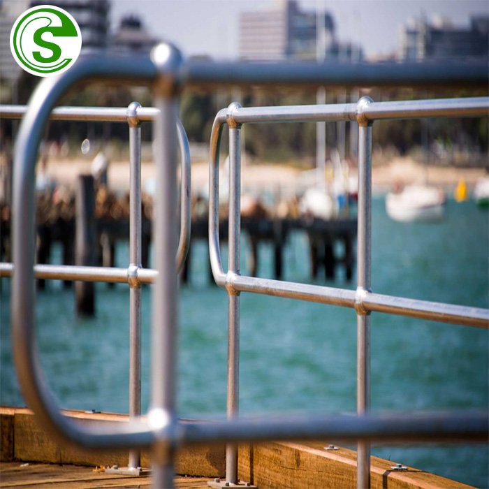 Hot Dip Galvanized Traffic Barrier Ball Joint Steel Pipe Railing Stanchion Post Grating Fence Handrail Stanchion