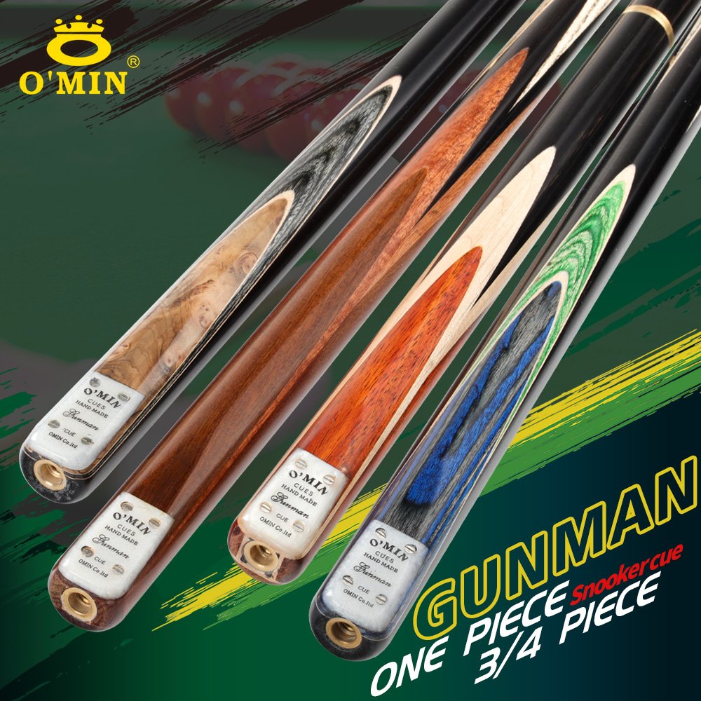 O'MIN GUNMAN 3/4 Piece Snooker Billiard Cue Kit Case with Telescopic Extension 9.5-10mm Tip Snooker Stick Cue