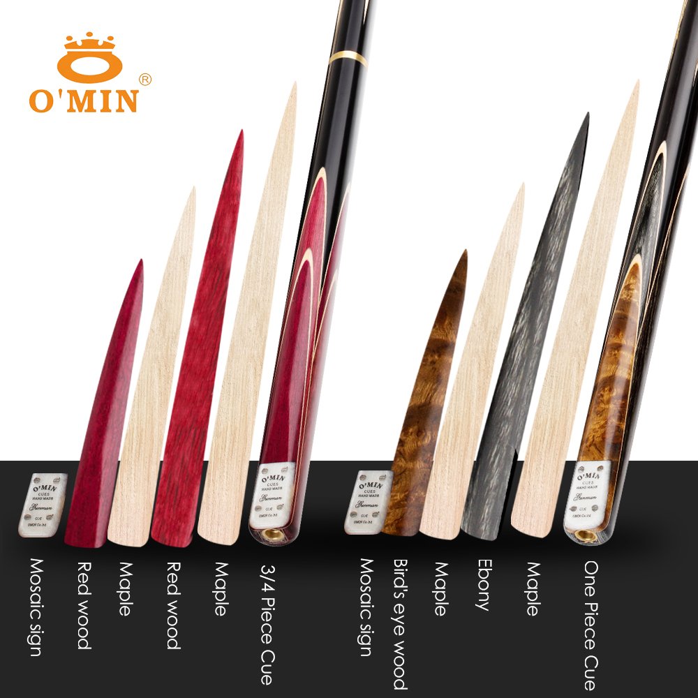 O'MIN GUNMAN 3/4 Piece Snooker Billiard Cue Kit Case with Telescopic Extension 9.5-10mm Tip Snooker Stick Cue